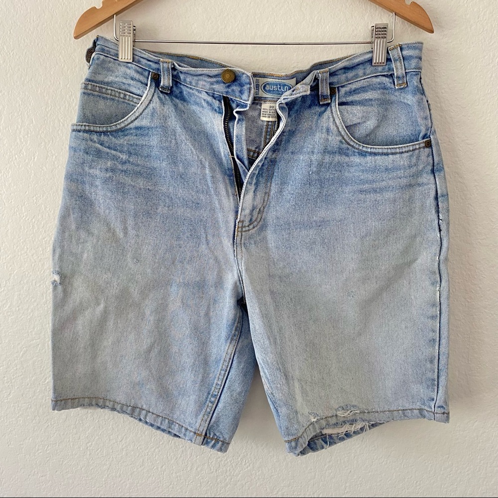 Vintage Denim Distressed Long Length Shorts Sz 8